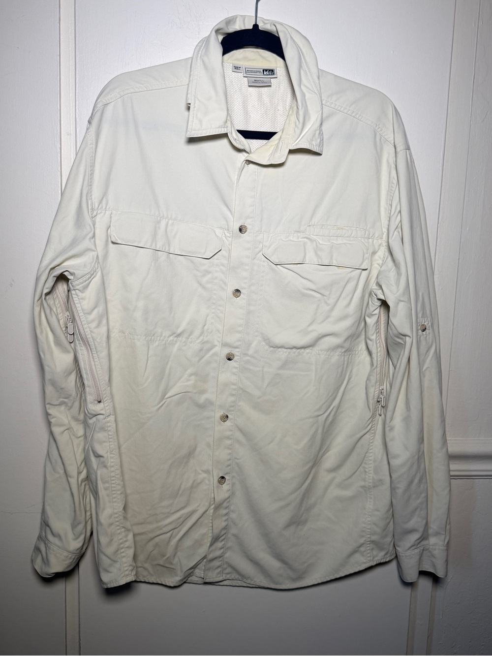 REI UPF 50 Lightweight White Men's Large- Classic Casual Shirt Outdoor